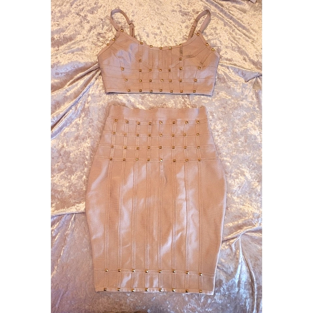 NWT Akira Studded bandage skirt set